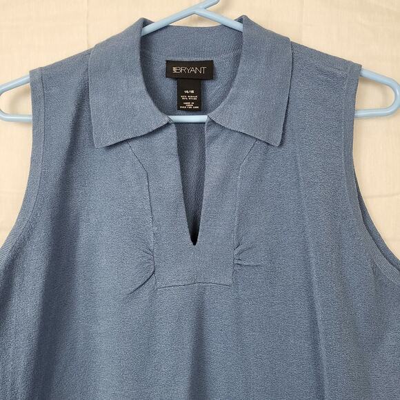 Lane Bryant Womens Blue Sleeveless Collared Pullover Blouse Top Size 14/16 - Picture 2 of 8